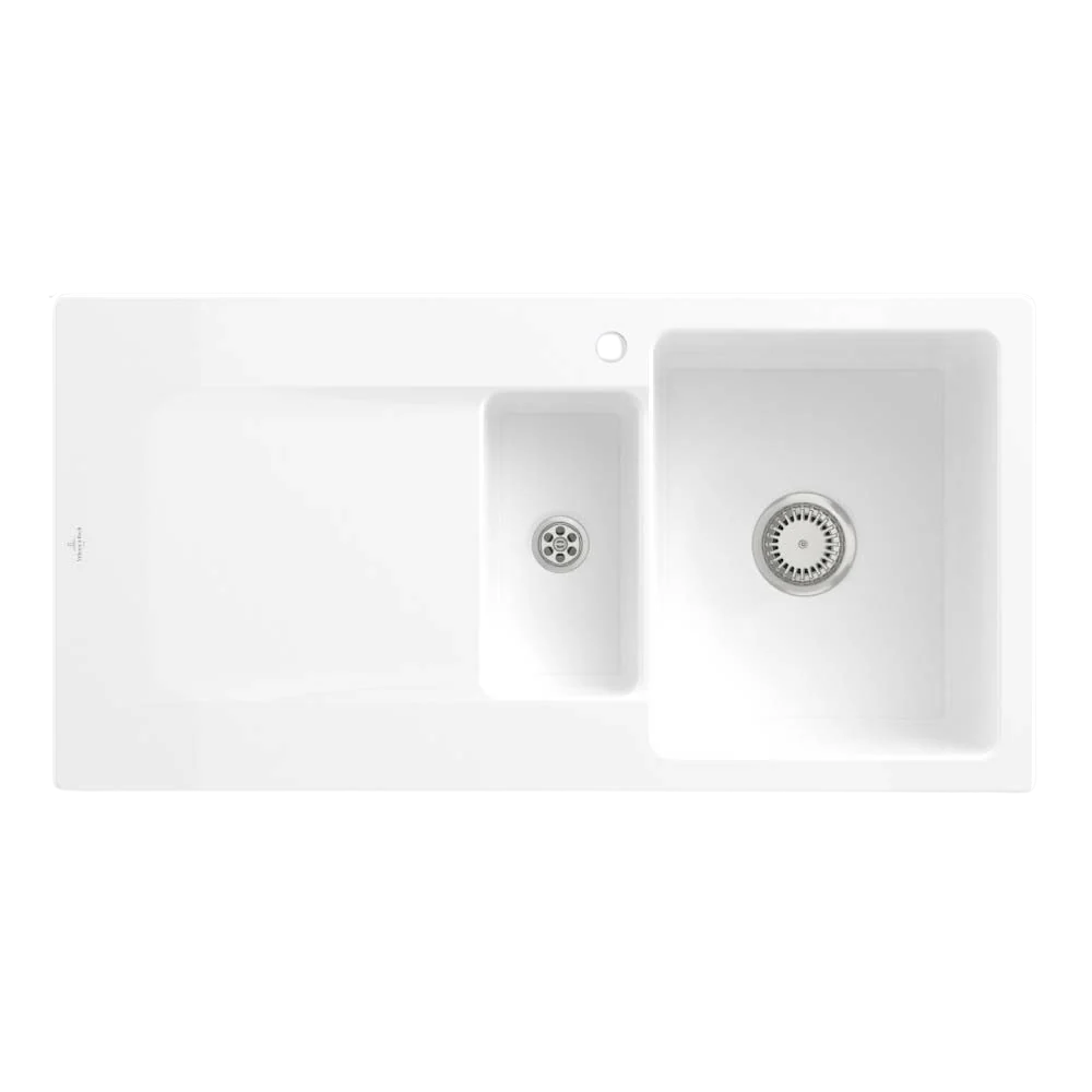 Villeroy & Boch Siluet 1000mm 1 and 1/2 Sink with Left Hand Drainboard 1 Tap Hole Alpine White