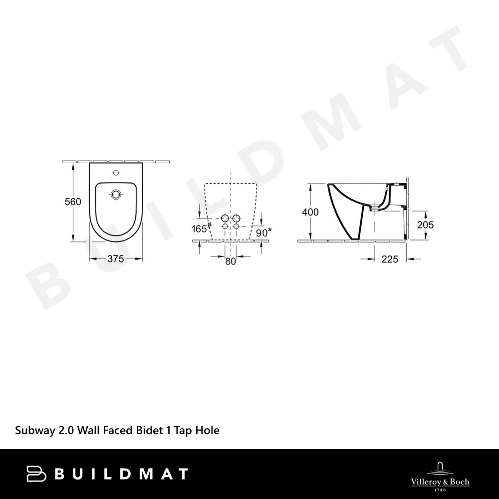Villeroy & Boch Subway 2.0 Wall Faced Bidet 1 Tap Hole CeramicPlus Alpine White - Image 4