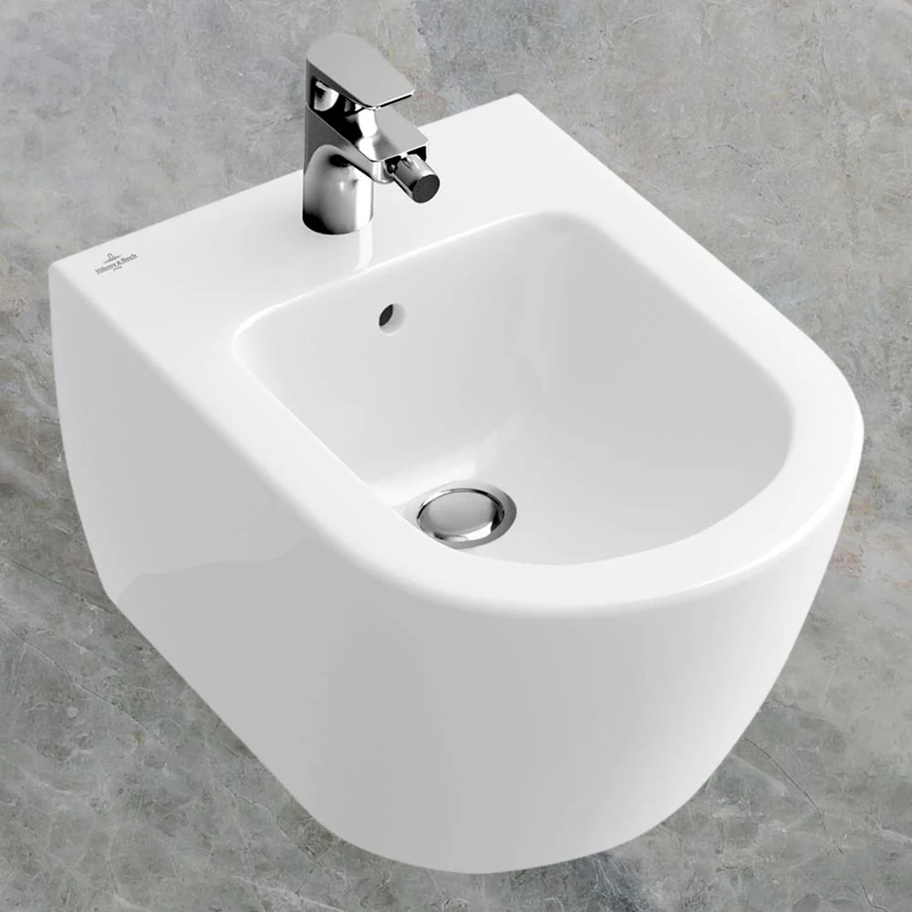 Villeroy & Boch Subway 2.0 Wall Hung Bidet 1 Tap Hole CeramicPlus Alpine White - Image 2