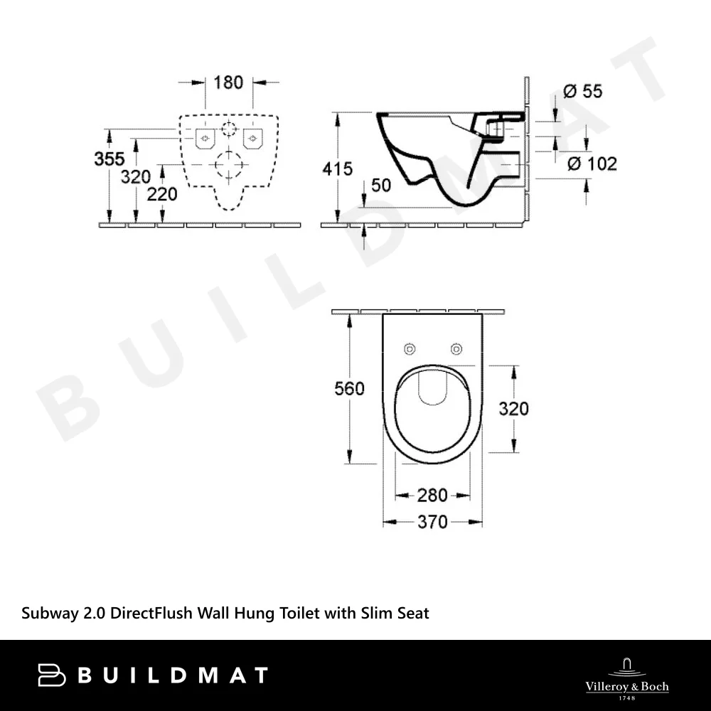 Villeroy & Boch Subway 2.0 DirectFlush Wall Hung Toilet Pan and Slim Seat CeramicPlus Alpine White - Image 4