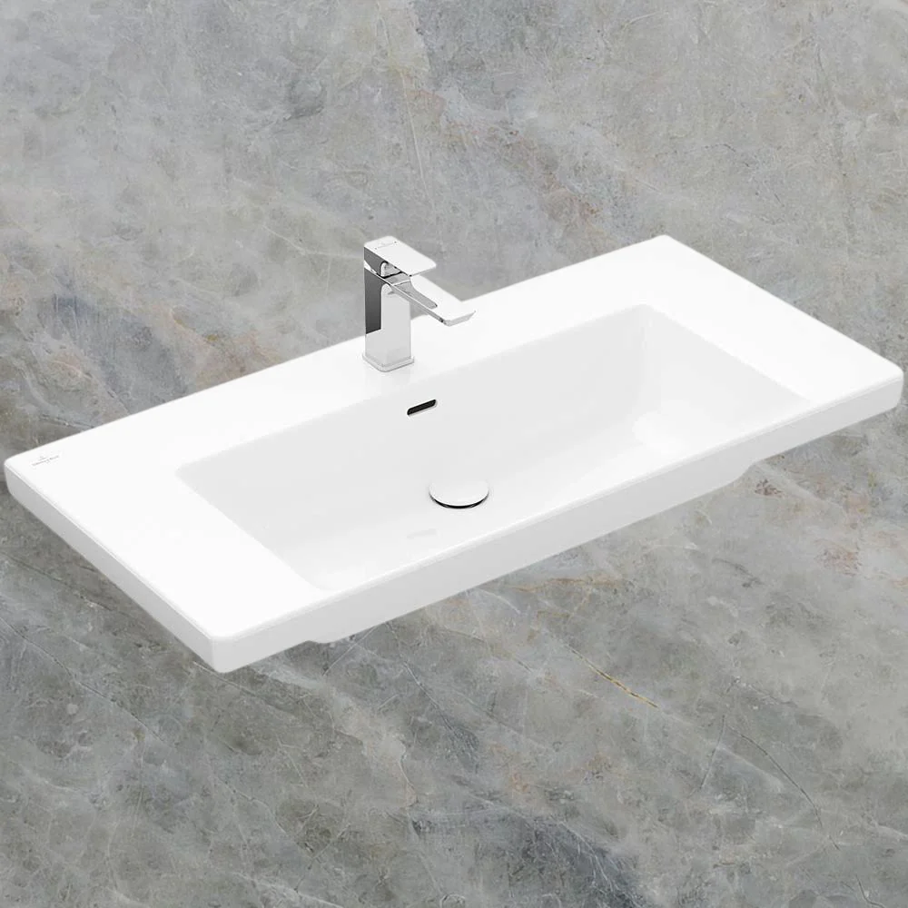 Villeroy & Boch Subway 3.0 1000mm Wall Hung Basin with Overflow 1 Tap Hole Stone White - Image 2