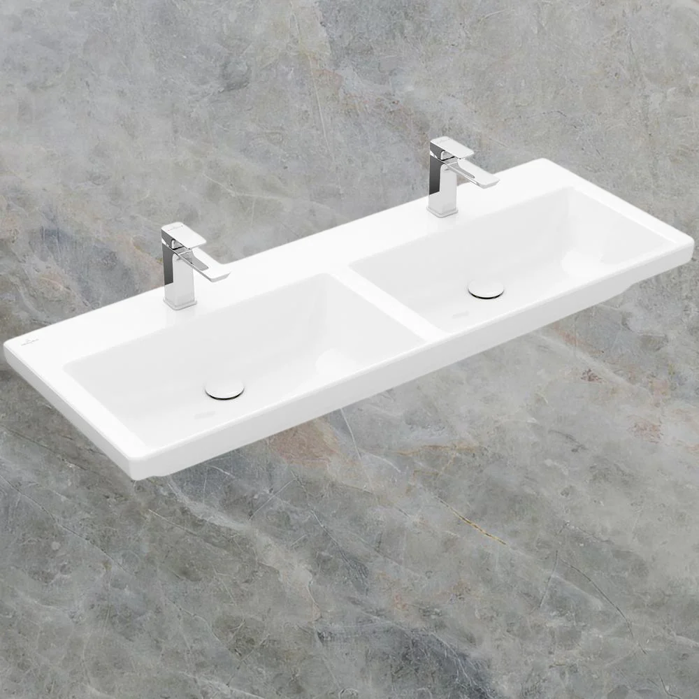 Villeroy & Boch Subway 3.0 1300mm Double Wall Hung Basin Alpine White - Image 2