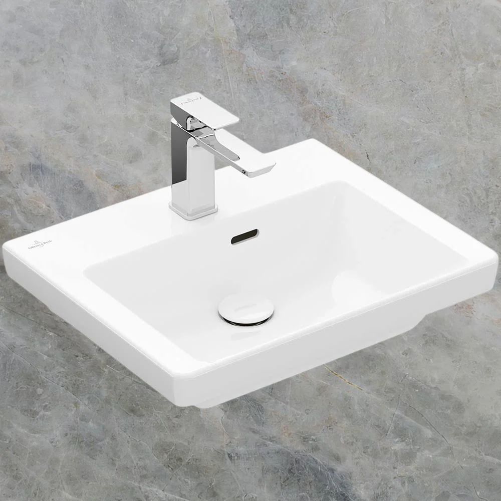 Villeroy & Boch Subway 3.0 500mm Wall Hung Basin with Overflow 1 Tap Hole Alpine White - Image 2