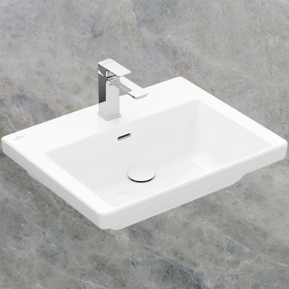 Villeroy & Boch Subway 3.0 600mm Wall Hung Basin with Overflow 1 Tap Hole Alpine White - Image 2