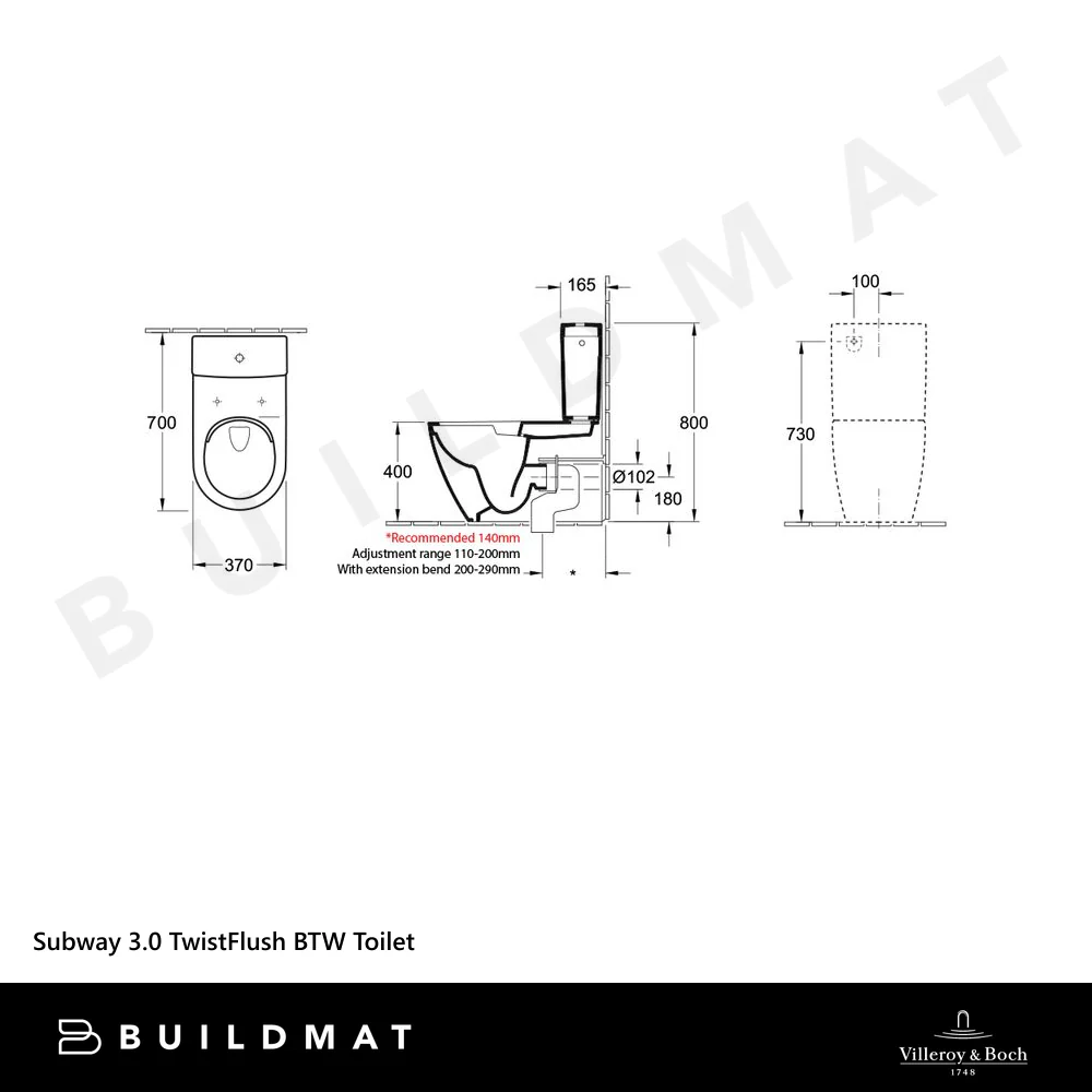 Villeroy & Boch Subway 3.0 TwistFlush BTW Toilet Suite CeramicPlus Alpine White - Image 4