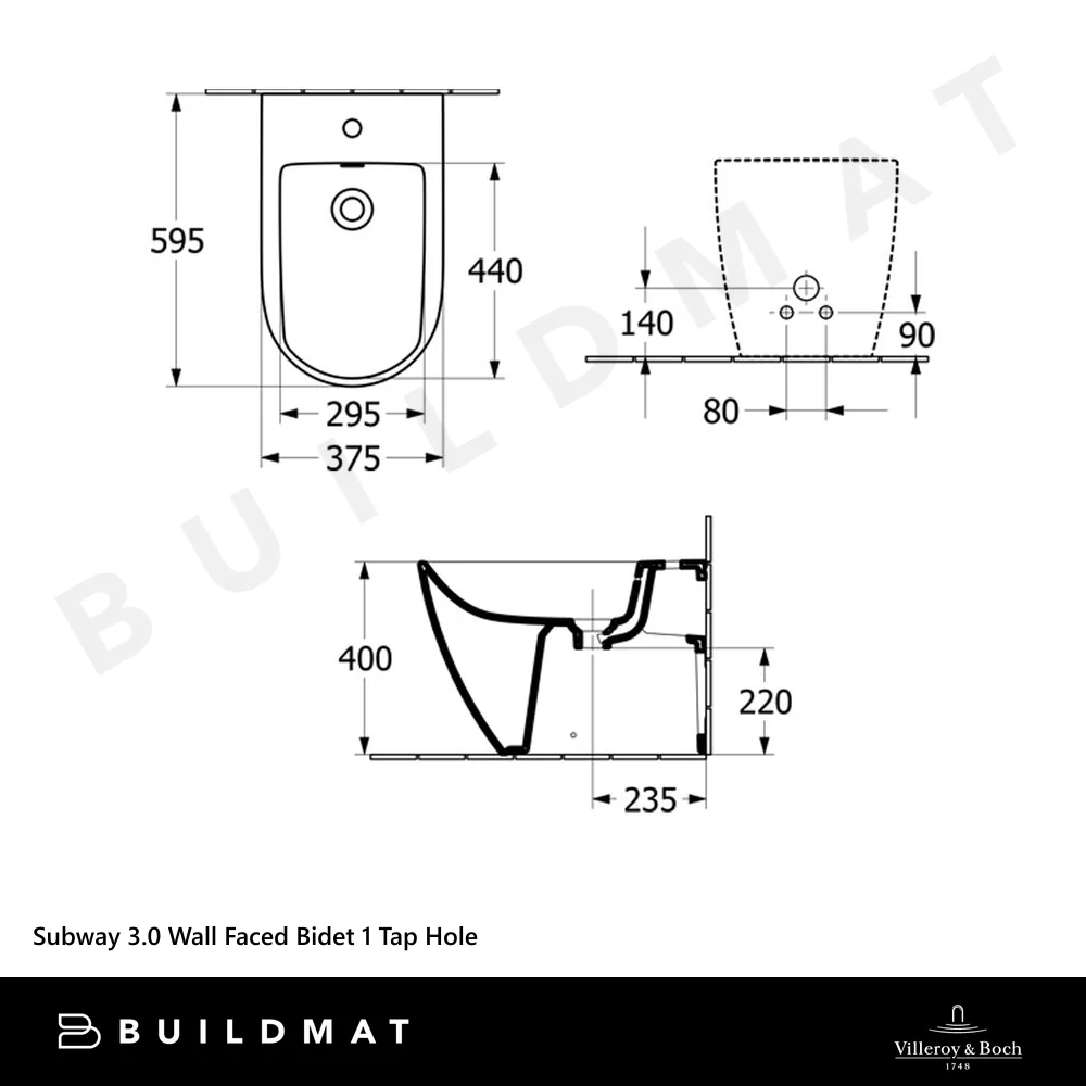 Villeroy & Boch Subway 3.0 Wall Faced Bidet 1 Tap Hole CeramicPlus Alpine White - Image 4