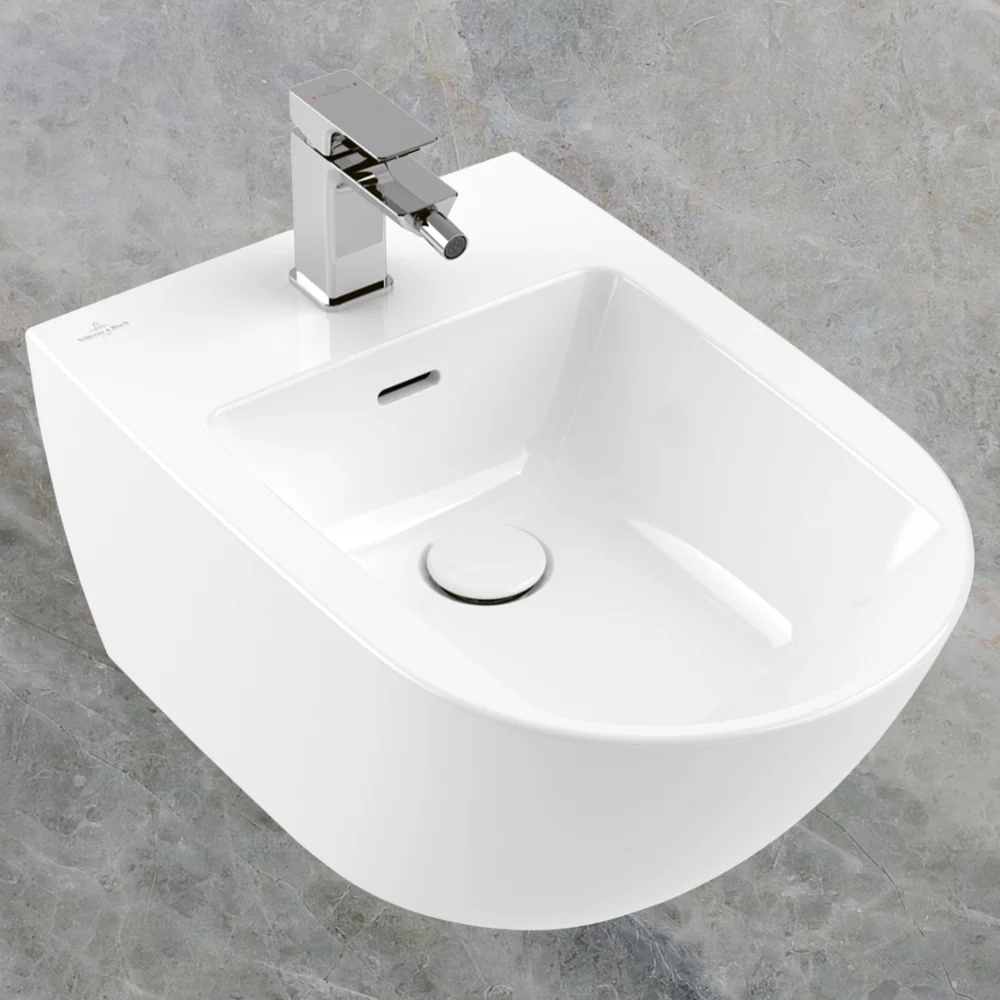 Villeroy & Boch Subway 3.0 Wall Hung Bidet 1 Tap Hole CeramicPlus Alpine White - Image 2