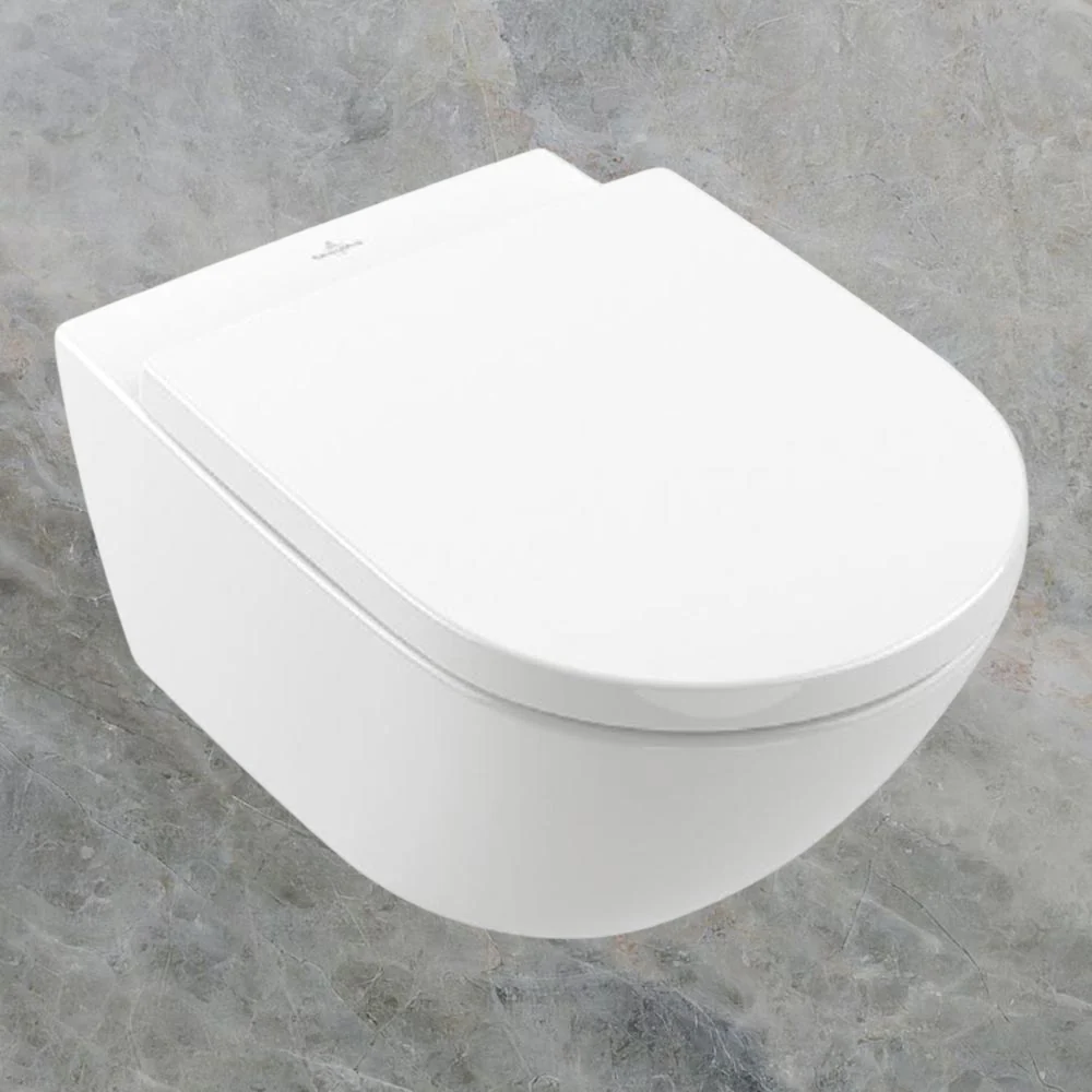 Villeroy & Boch Subway 3.0 TwistFlush Wall Hung Toilet Pan and Seat CeramicPlus Alpine White - Image 2