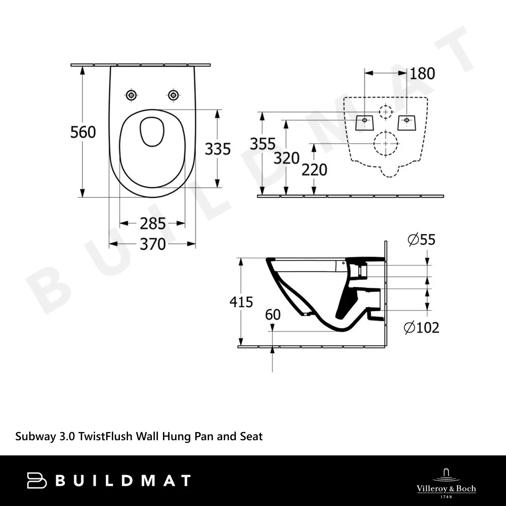 Villeroy & Boch Subway 3.0 TwistFlush Wall Hung Toilet Pan and Seat CeramicPlus Alpine White - Image 4