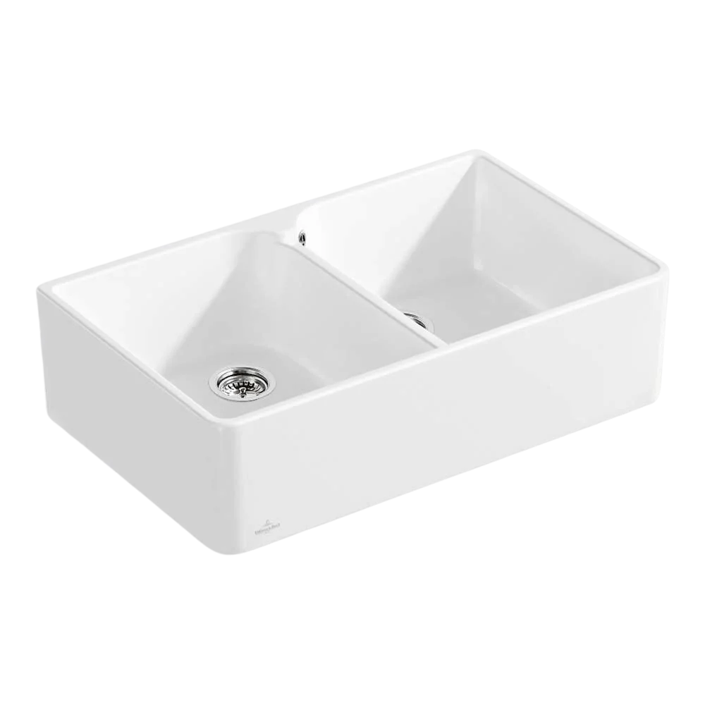 Villeroy & Boch Subway Butler 80X 795mm Rectangular Double Sink with Overflow Alpine White - Image 3