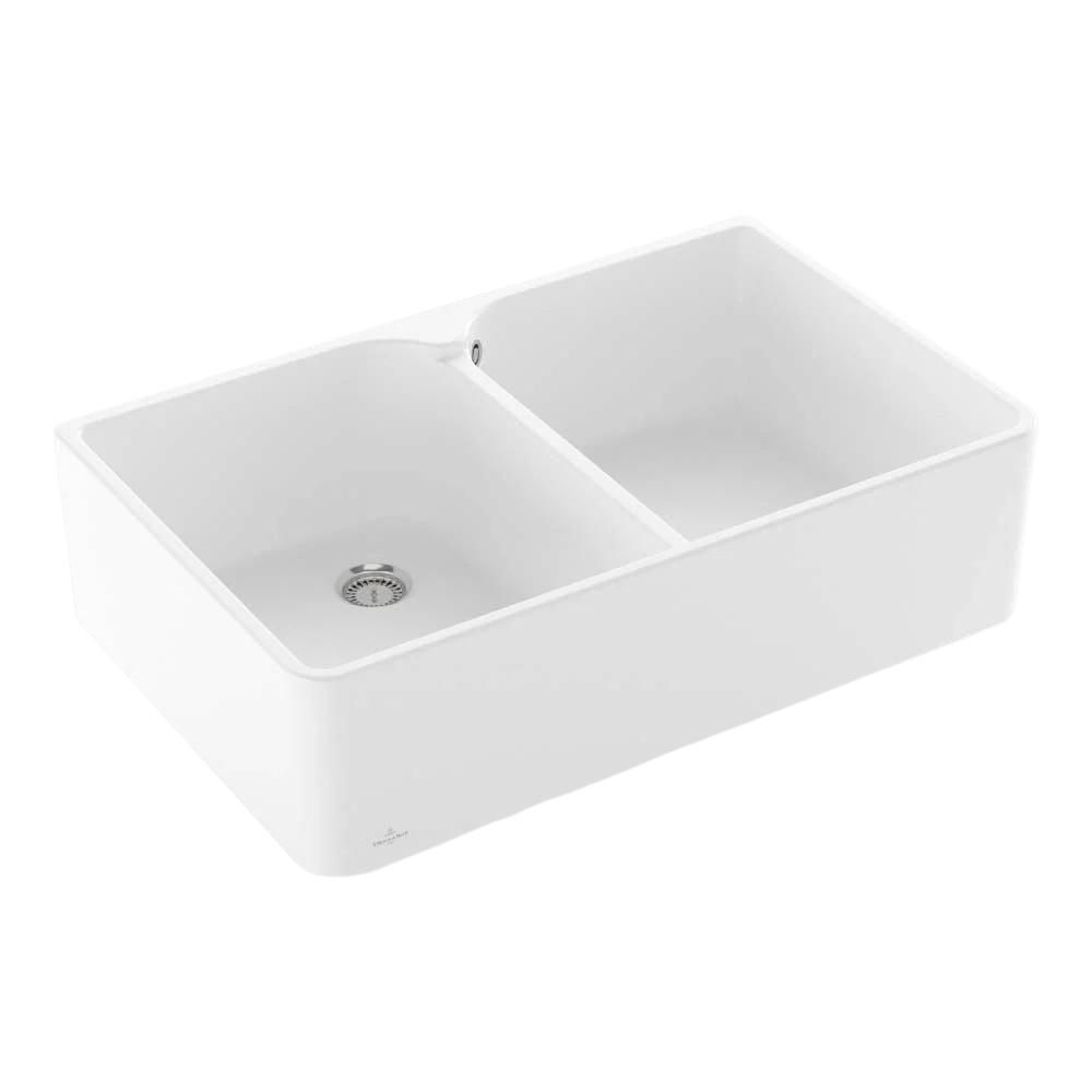 Villeroy & Boch Subway Butler 80X 795mm Rectangular Double Sink with Overflow Stone White - Image 3
