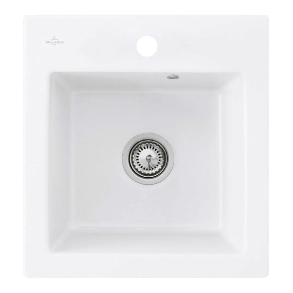 Villeroy & Boch Subway XS 475mm Square Sink with Overflow 1 Tap Hole Stone White - Image 3