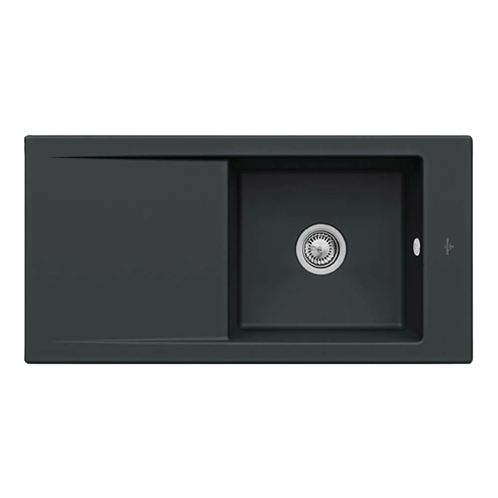 Villeroy & Boch Timeline 60 1000mm Sink with Left Hand Drainboard and Overflow Pure Black