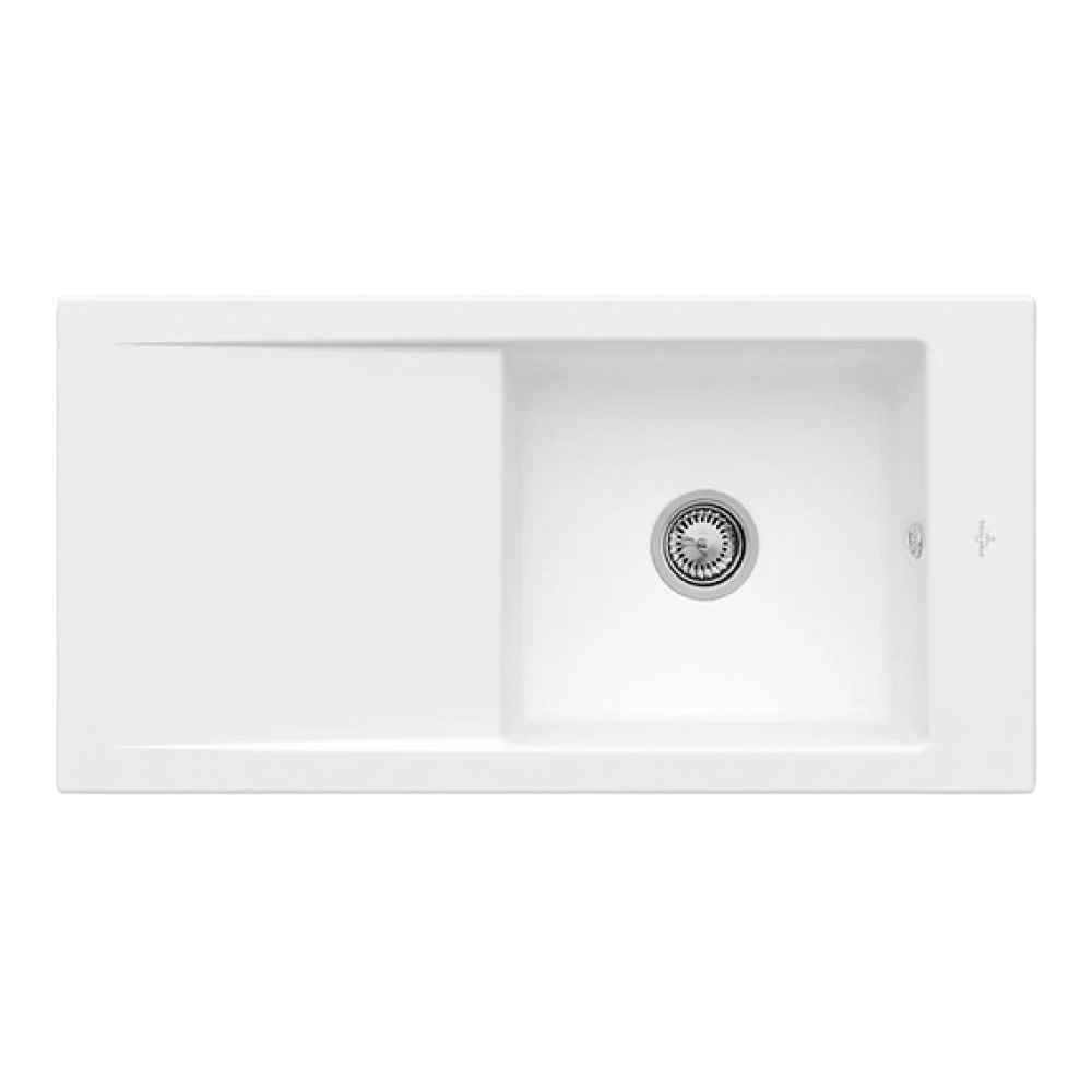 Villeroy & Boch Timeline 60 1000mm Sink with Left Hand Drainboard and Overflow Stone White - Image 3