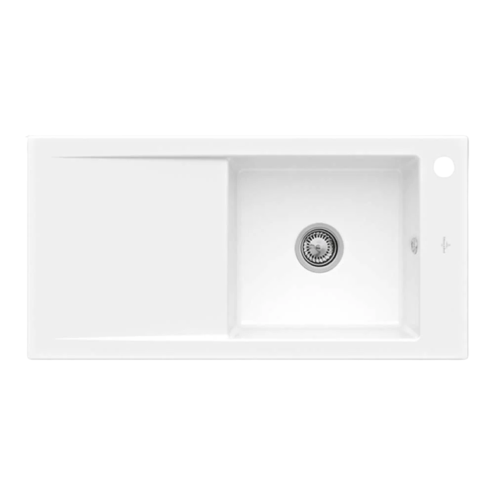 Villeroy & Boch Timeline 60 1000mm Sink with Left Hand Drainboard and Overflow 1 Tap Hole Alpine White