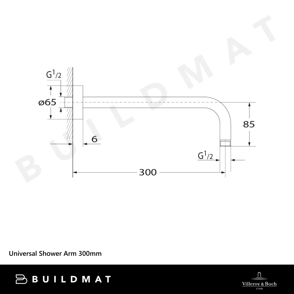 Villeroy & Boch Universal Shower Arm 300mm Matte Black - Image 4