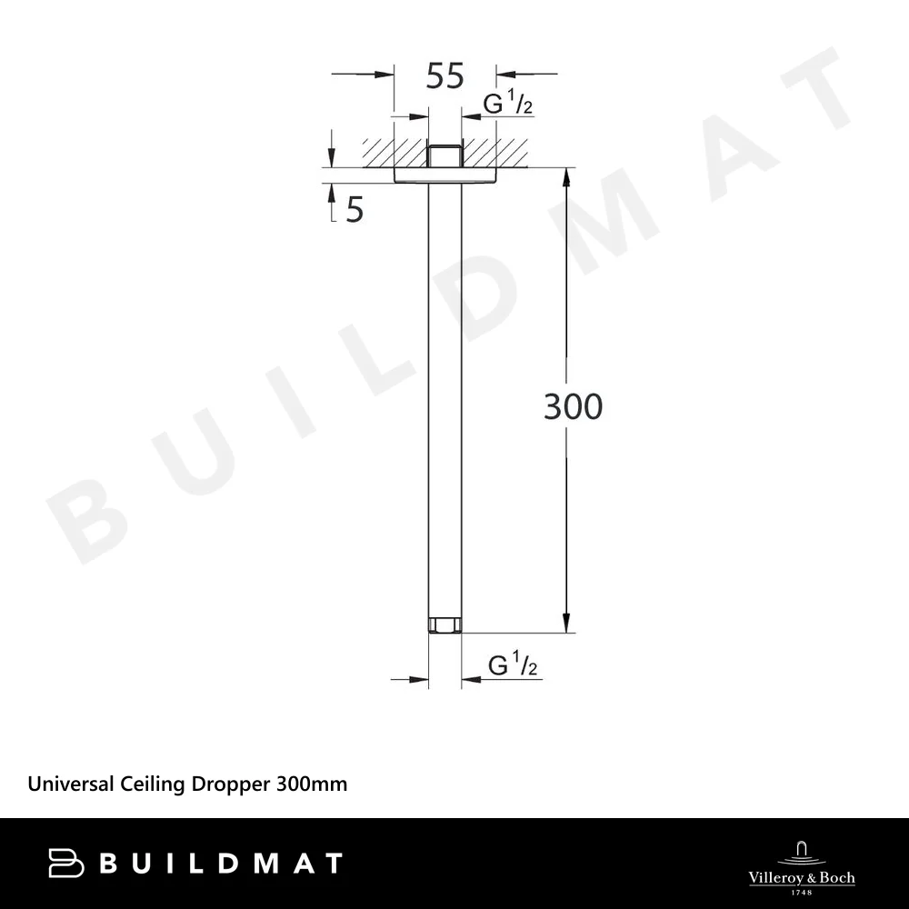 Villeroy & Boch Universal Ceiling Dropper 300mm Gunmetal - Image 4