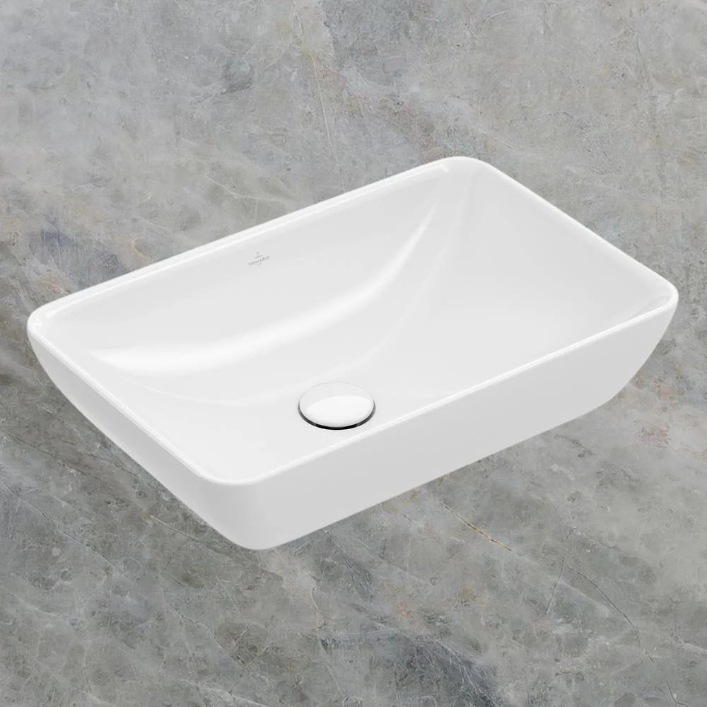 Villeroy & Boch Venticello 550mm Rectangular Vessel Basin with Overflow Alpine White - Image 2