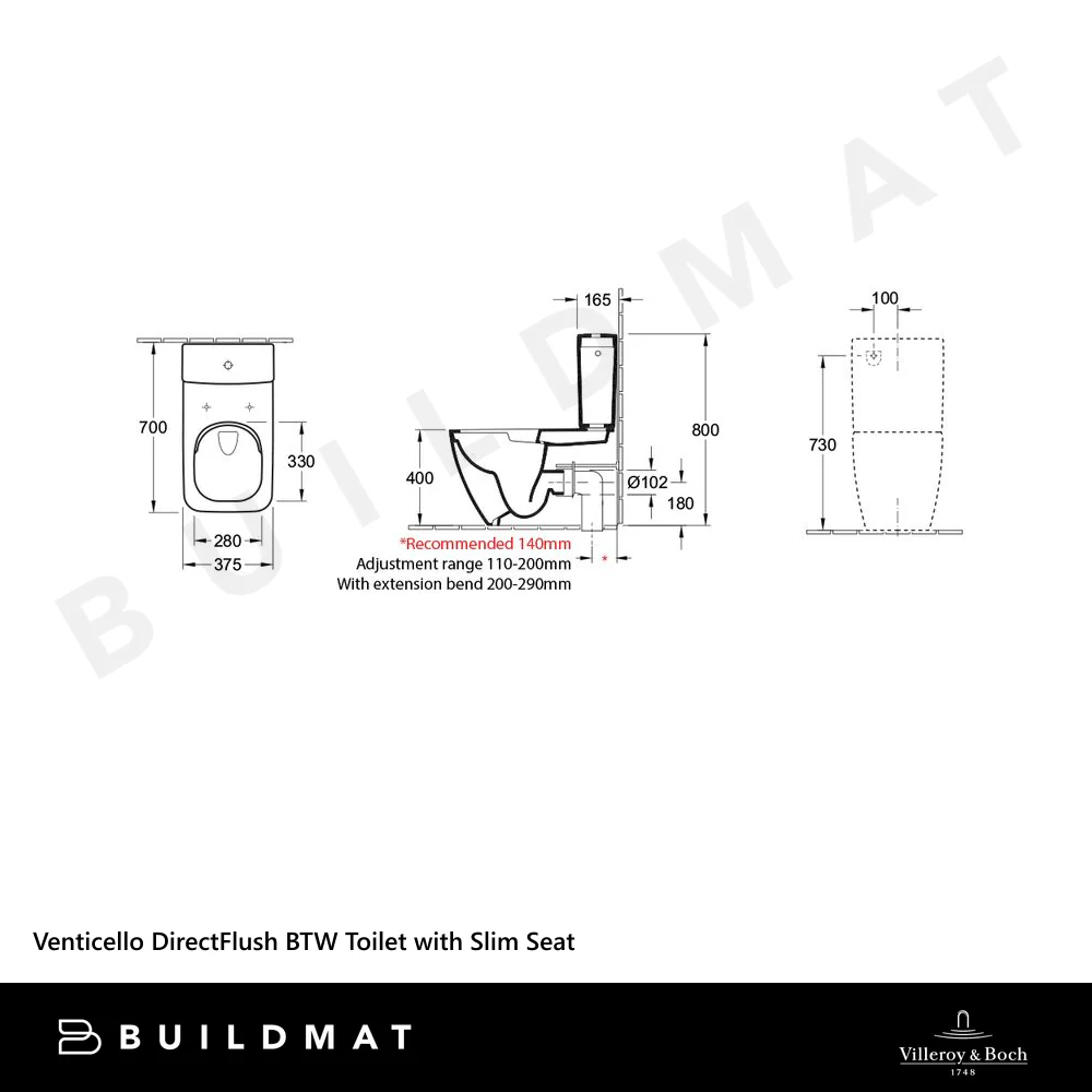 Villeroy & Boch Venticello DirectFlush BTW Toilet Suite with Slim Seat Alpine White - Image 4