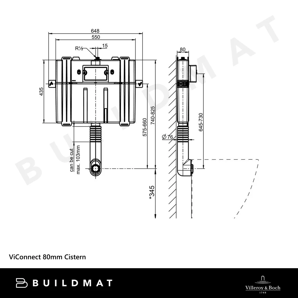 Villeroy & Boch ViConnect 80mm Cistern White - Image 4