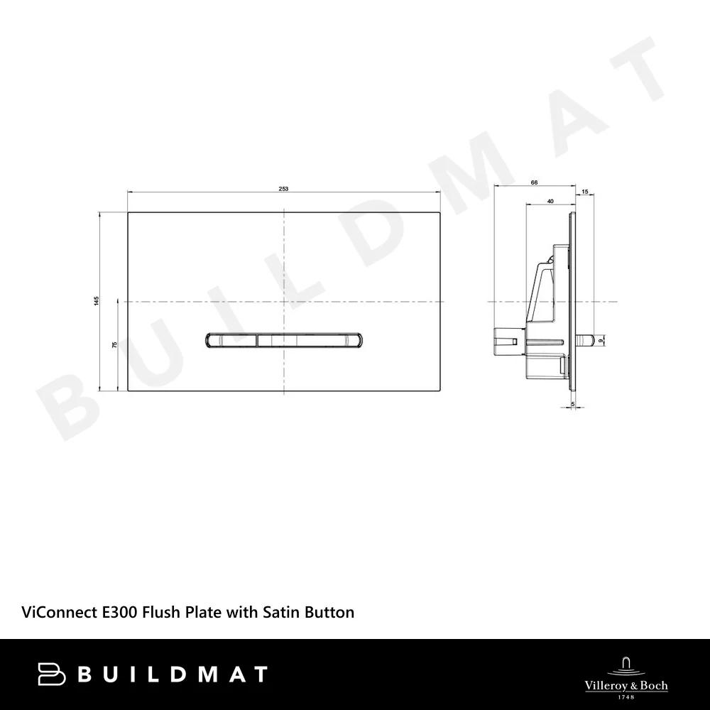 Villeroy & Boch ViConnect E300 Flush Plate with Satin Button Black - Image 4