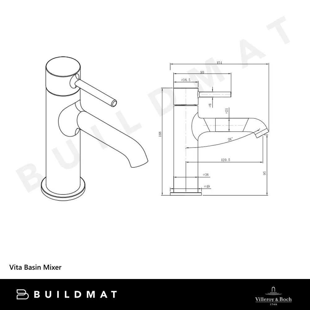 Villeroy & Boch Vita Basin Mixer Chrome - Image 4