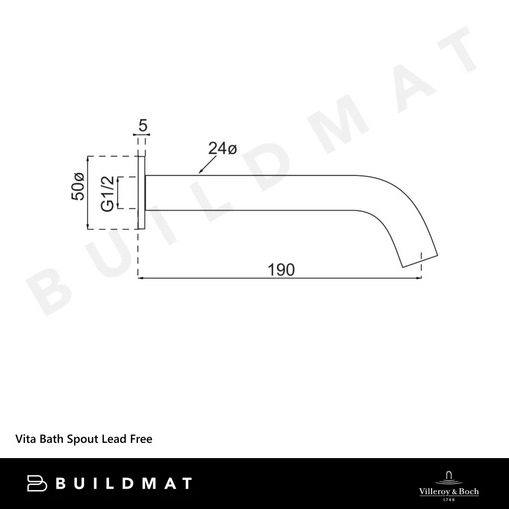 Villeroy & Boch Vita Bath Spout Brushed Nickel Lead Free - Image 4