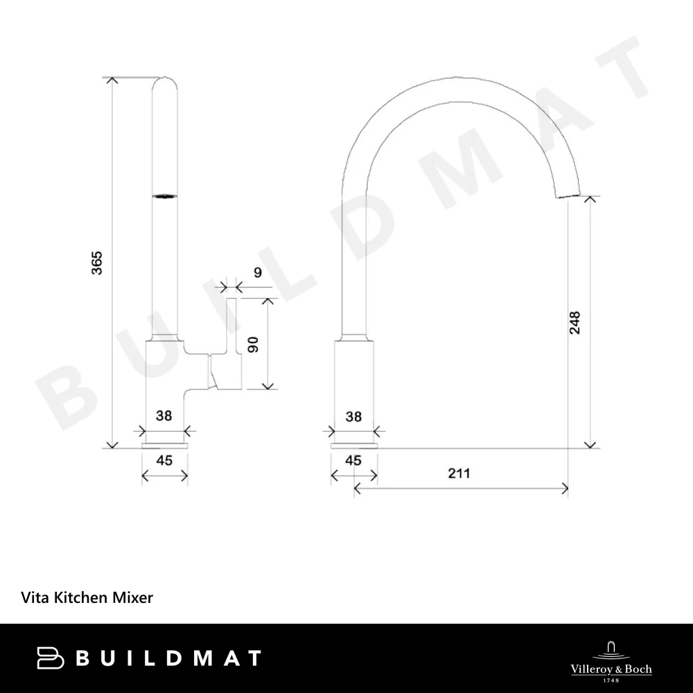 Villeroy & Boch Vita Kitchen Mixer Matte Black - Image 4