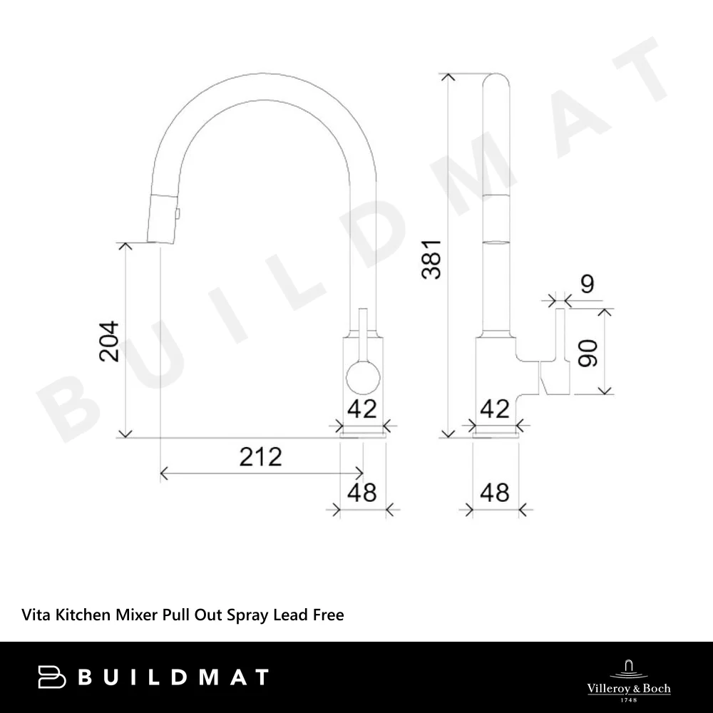 Villeroy & Boch Vita Kitchen Mixer Pull Out Spray Brushed Nickel Lead Free - Image 4