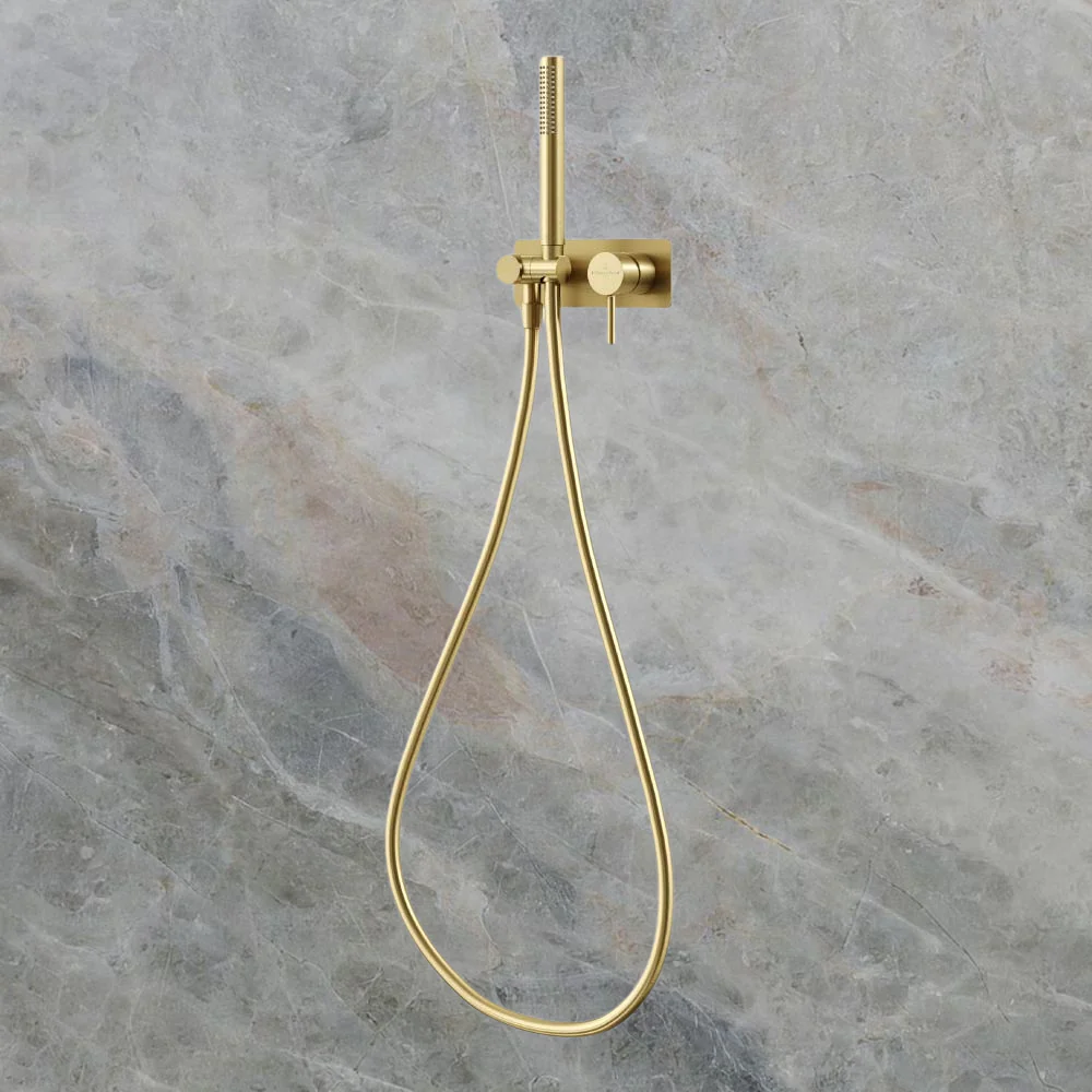 Villeroy & Boch Vita Wall Mounted Bath Shower Set Brushed Gold - Image 2