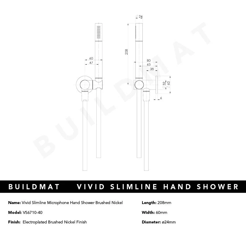 Phoenix Vivid Slimline Microphone Hand Shower Brushed Nickel - Image 5