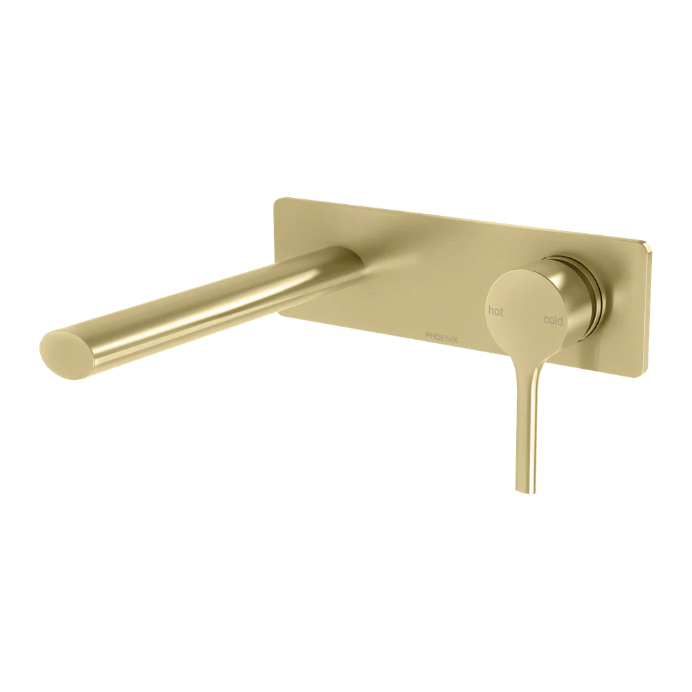 Phoenix Vivid Slimline Oval SwitchMix Wall Basin/Bath Mixer Set 175mm (Fit-Off Kit) Brushed Gold - Image 3
