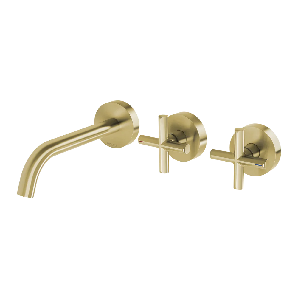 Phoenix Vivid Slimline Plus Wall Basin / Bath Hostess Set 180mm Outlet Brushed Gold