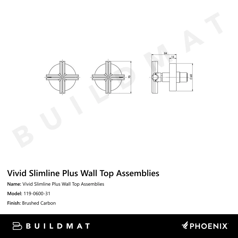 Phoenix Vivid Slimline Plus Wall Top Assemblies Brushed Carbon - Image 4