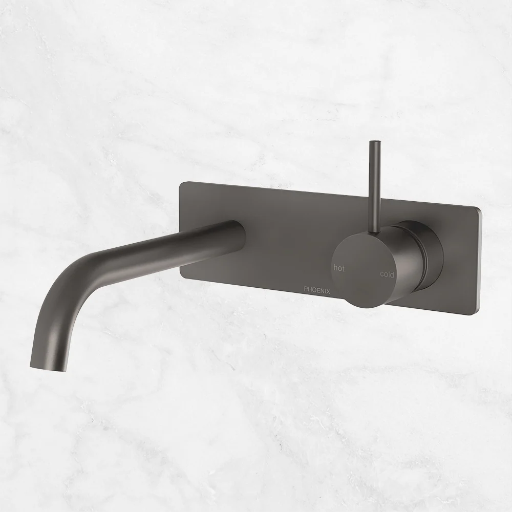 Phoenix Vivid Slimline Up Basin / Bath Wall Mixer Set Brushed Carbon - Image 2