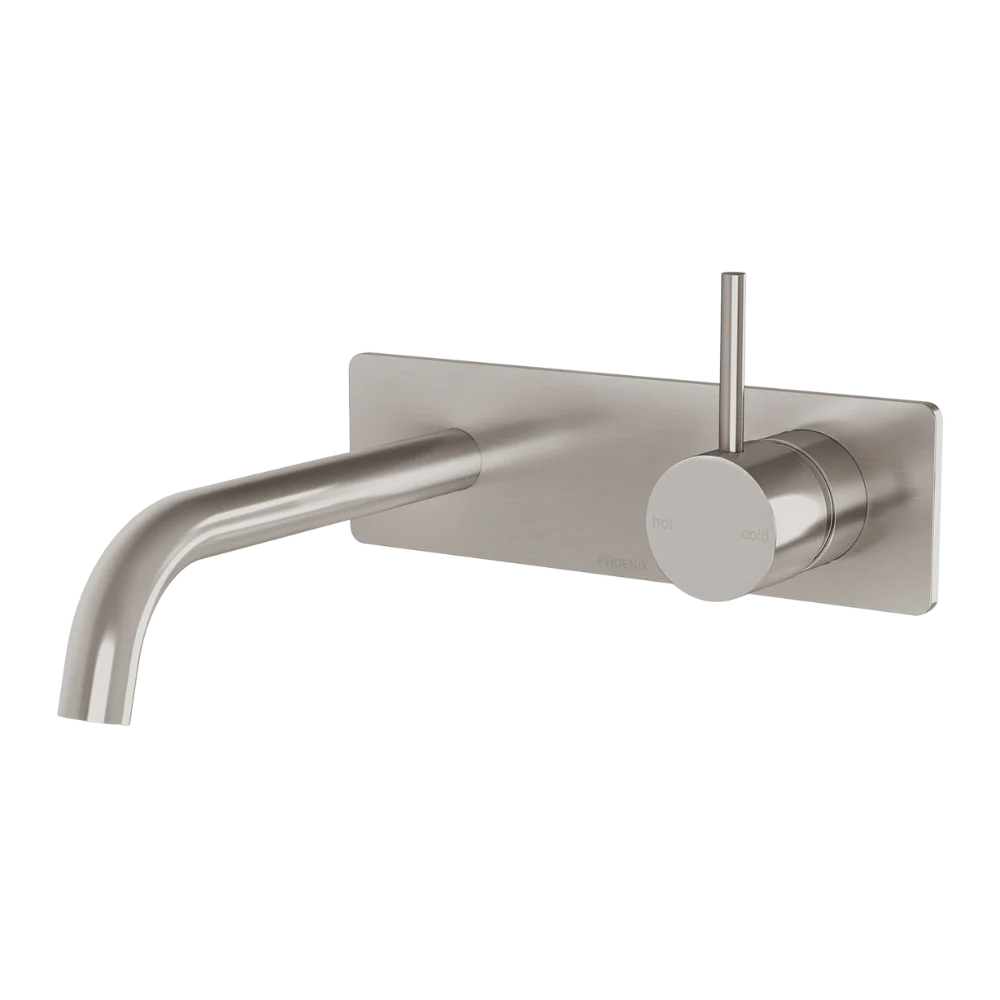 Phoenix Vivid Slimline Up Basin / Bath Wall Mixer Set Brushed Nickel