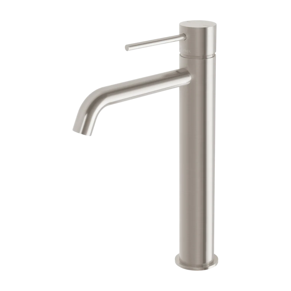 Phoenix Vivid Slimline Vessel Mixer Curved Outlet Lead Free Brushed Nickel