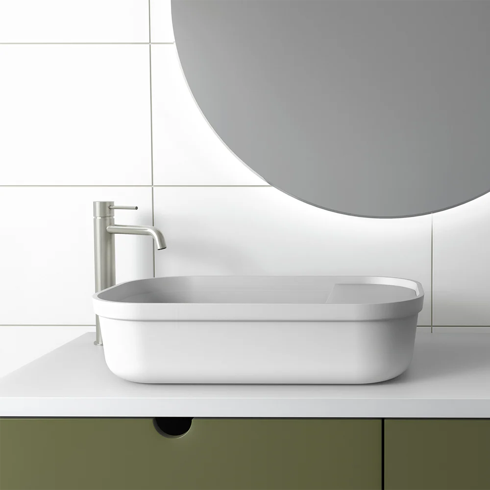 Phoenix Vivid Slimline Vessel Mixer Curved Outlet Lead Free Brushed Nickel - Image 2