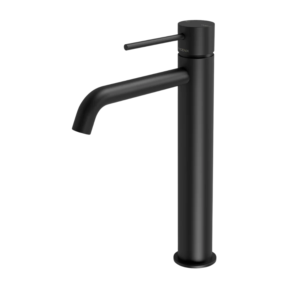Phoenix Vivid Slimline Vessel Mixer Curved Outlet Matte Black - Image 3