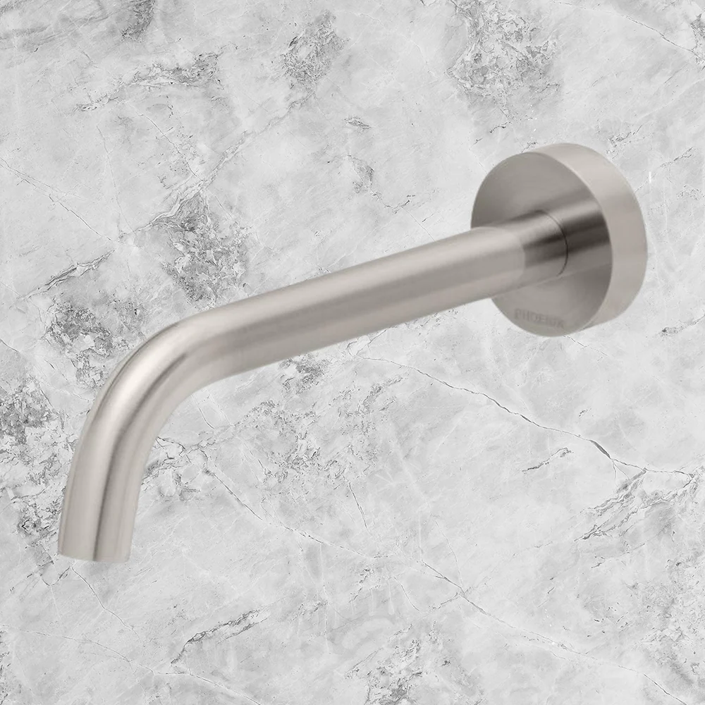 Phoenix Vivid Slimline Wall Basin Outlet 180mm Curved Brushed Nickel - Image 2