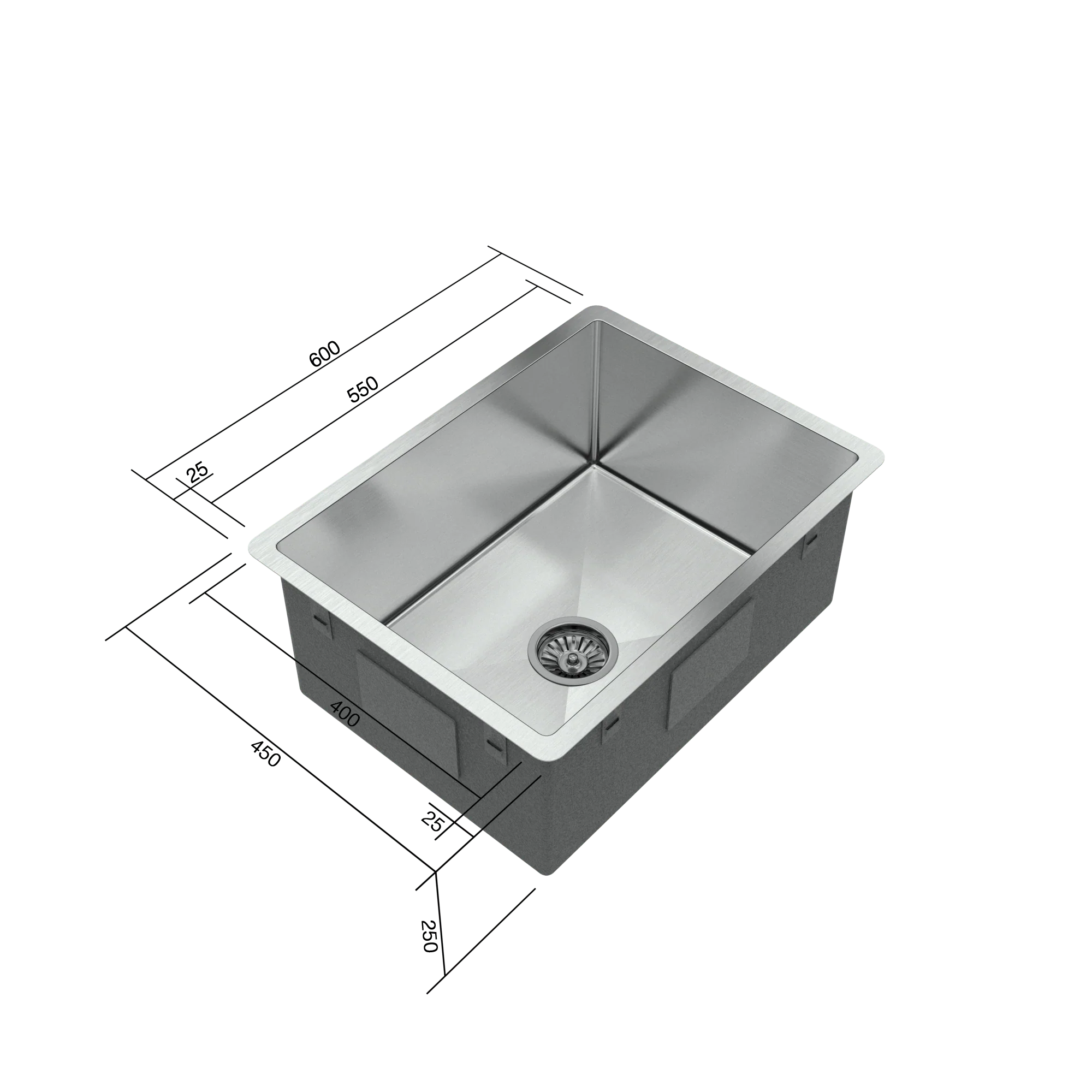 Alma Willow 600x450 Medium Single Bowl Sink - Image 6