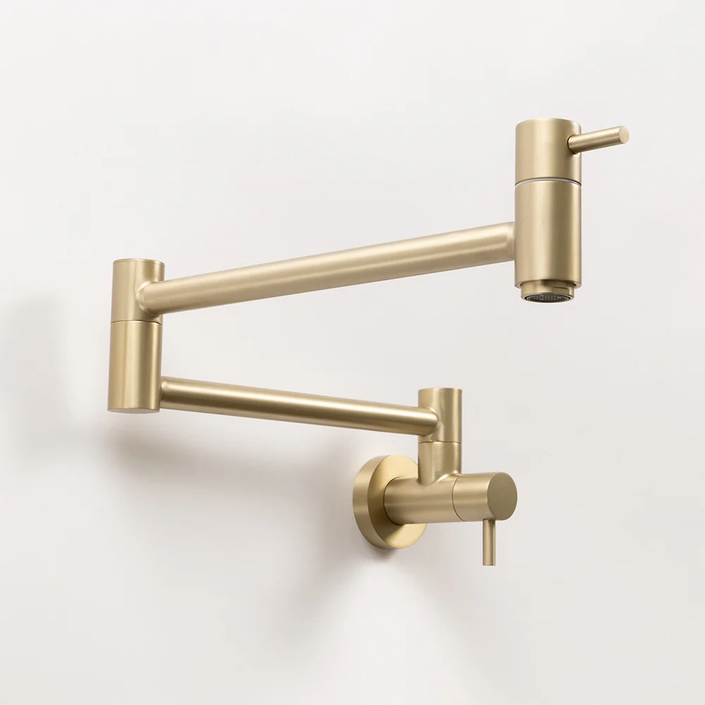 Alma Winslow Wall Pot Filler Brushed Brass Gold - Image 5