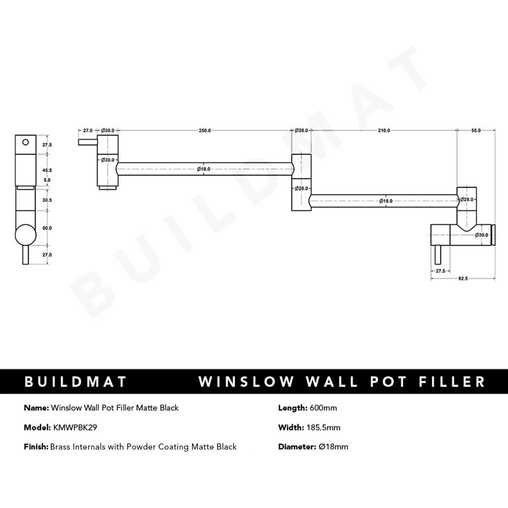 Alma Winslow Wall Pot Filler Matte Black - Image 8