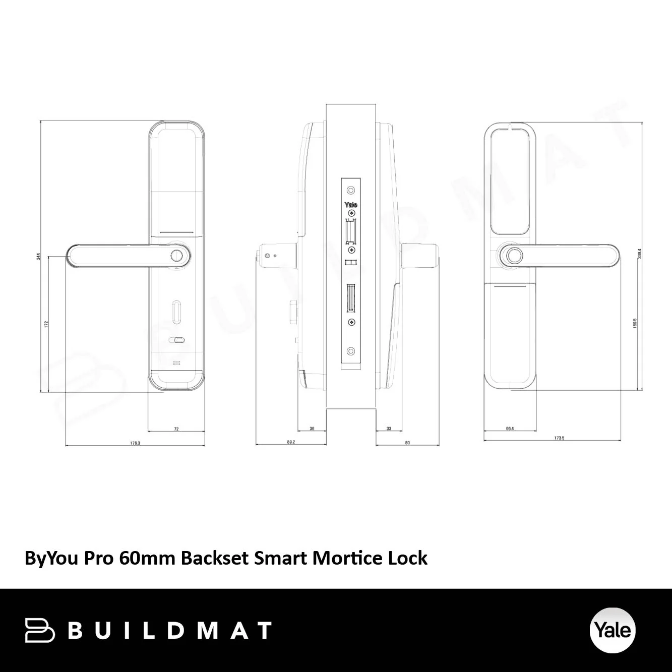Yale ByYou Pro 60mm Backset Smart Mortice Lock Matt Black - Image 4