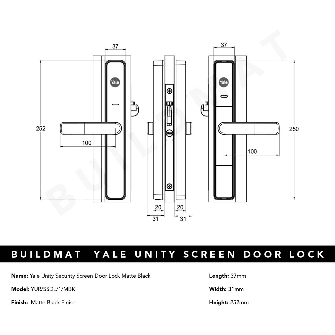 Yale Unity Security Screen Door Lock Matte Black - Image 6