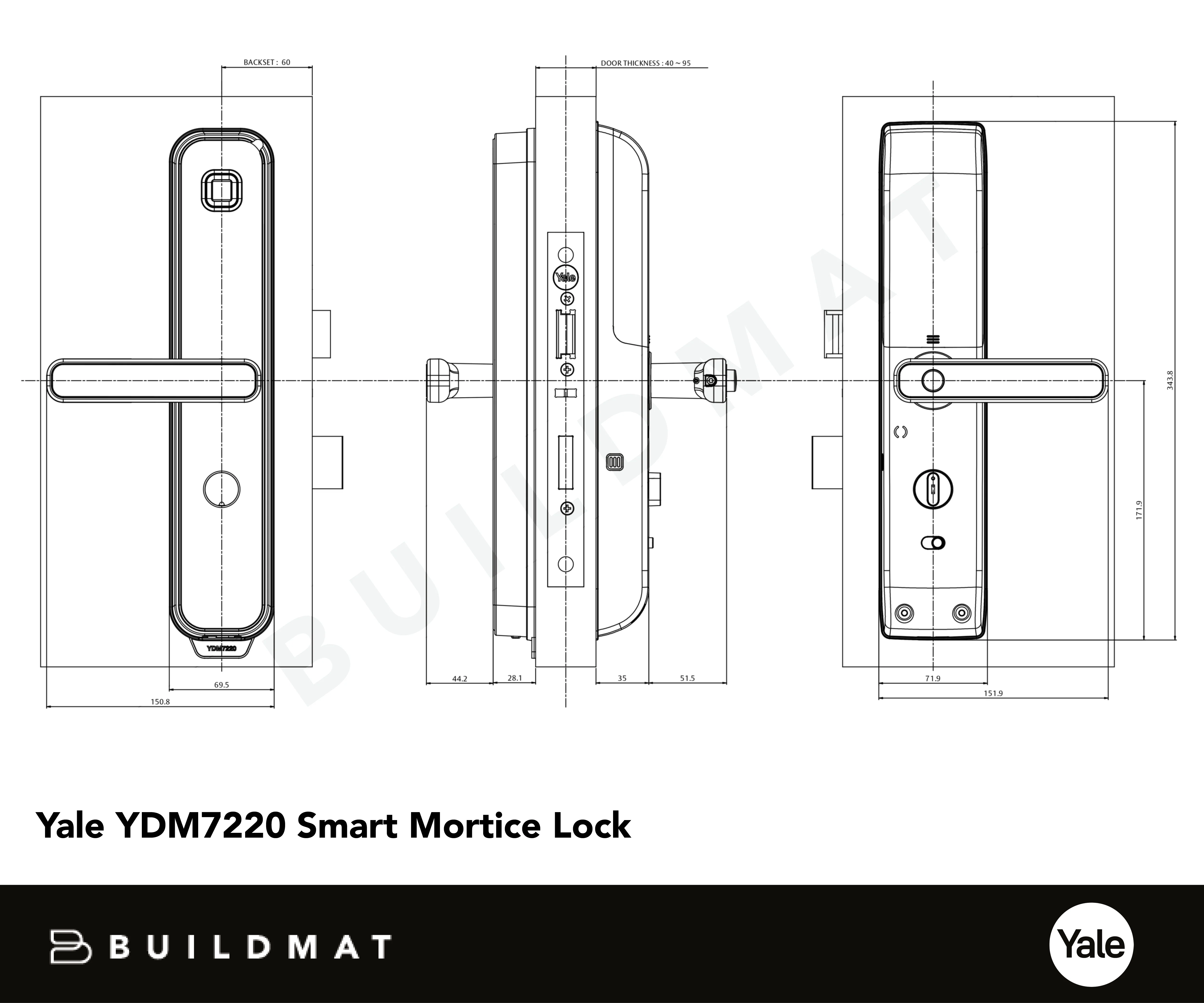 Yale YDM7220 Smart Mortice Lock with Home Module Matt Black - Image 4