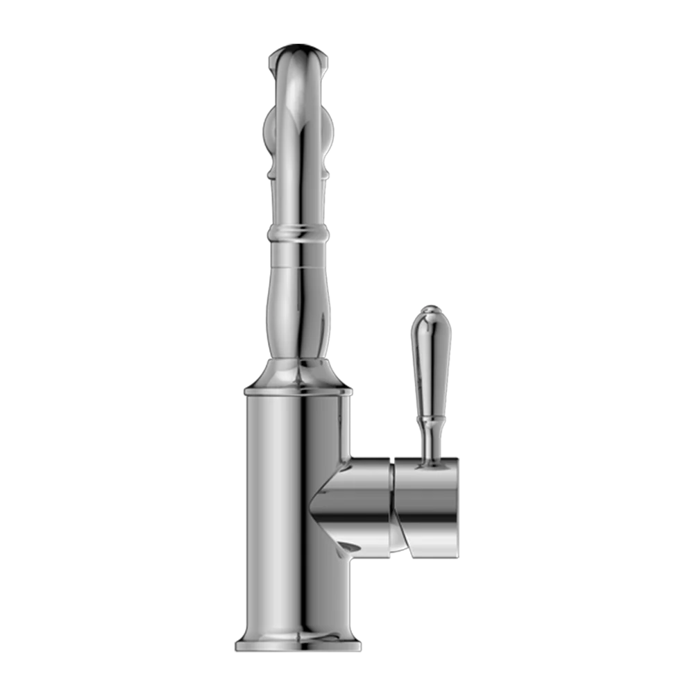 Nero York Basin Mixer Hook Spout with Metal Lever Chrome - Image 4