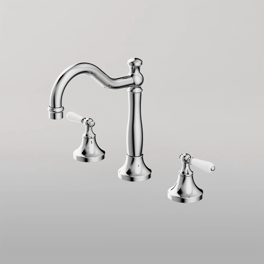Nero York Basin Set With White Porcelain Lever Chrome - Image 2
