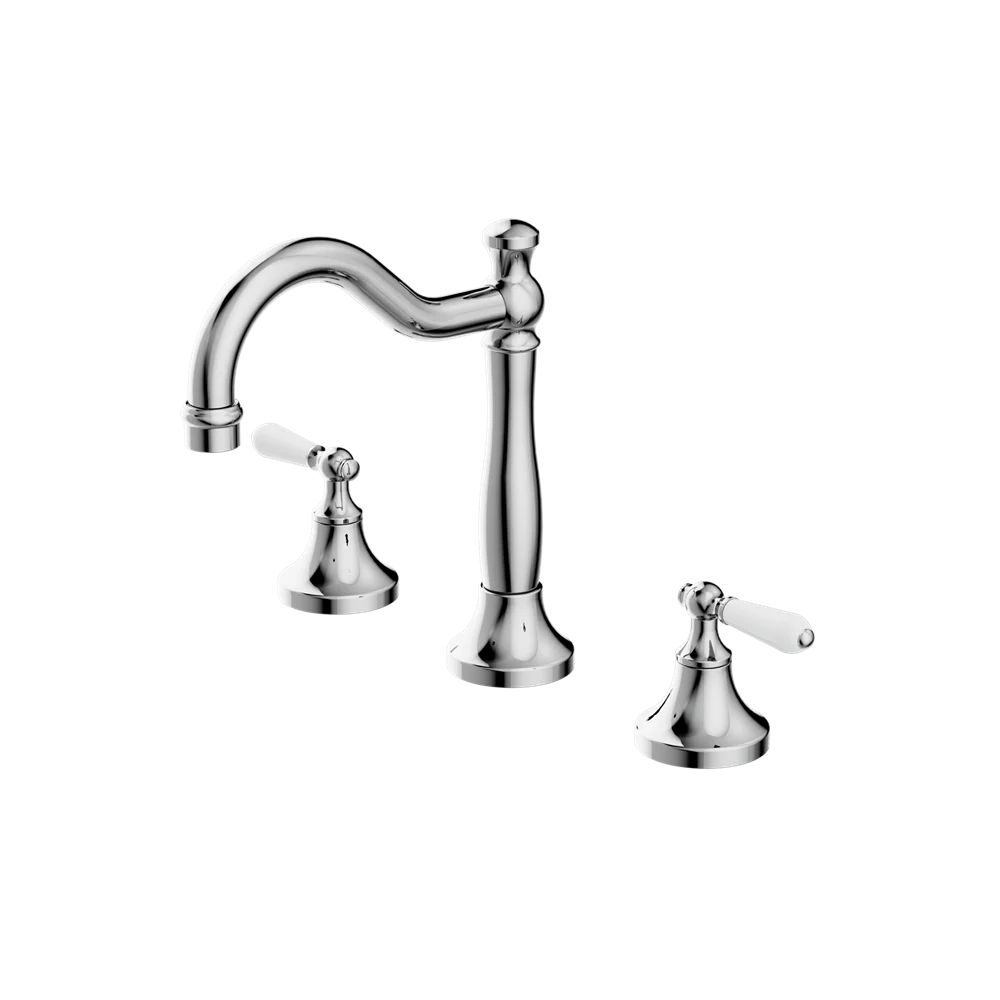 Nero York Basin Set With White Porcelain Lever Chrome - Image 3