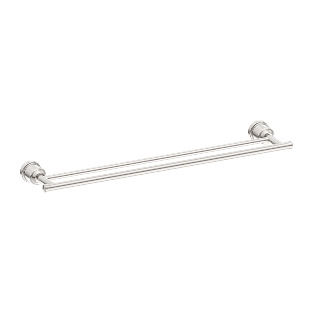 Nero York Double Towel Rail 600mm Brushed Nickel